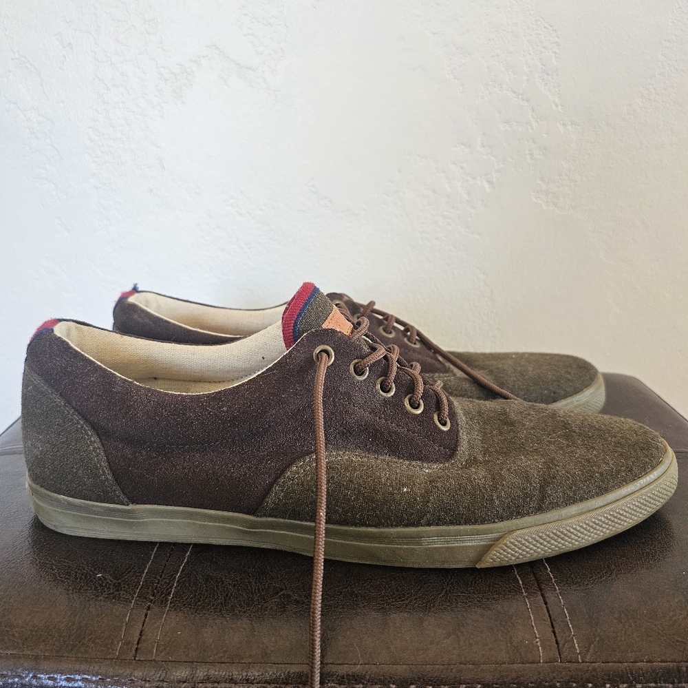 Ben Sherman Old School Retro Style Brown Green Red Detail Shoes Sneakers Size 10